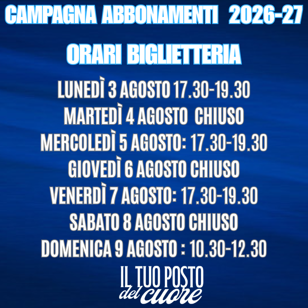 Orari Biglietteria "Silvio Piola"